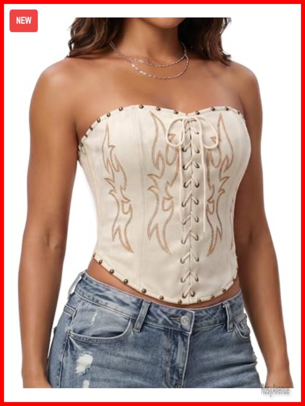 Faux Suede Lace Up Corset Top Western Strapless Crop Bustier